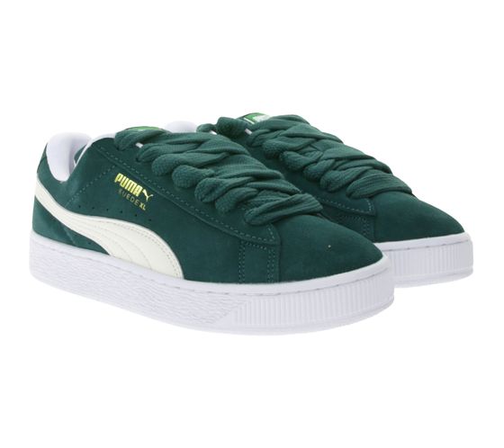 PUMA Palermo Suede XL Damen Echtleder-Schuhe Freizeit-Sneaker Low Schnür-Schuhe 395205 21 Grün/Weiß