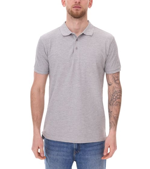 SANTINO Mika men's polo shirt made of organic cotton Polo shirt with 3 button placket Short-sleeved shirt mottled 210 gr/m2 gray