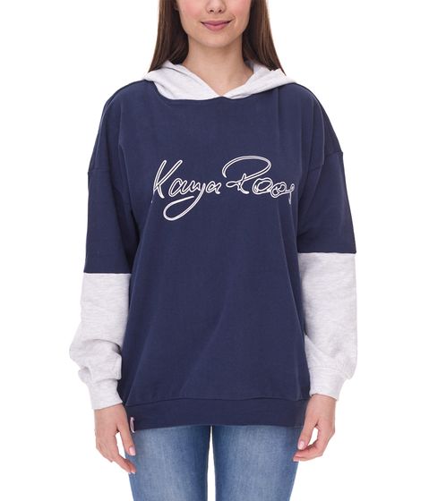 KangaROOS Damen Baumwoll-Sweatshirt oversized Kapuzen-Pulli mit Markenschriftzug 22496006 Blau/Grau