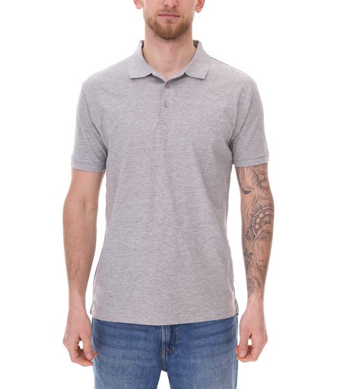 SANTINO Mathias Herren Polo-Shirt aus Bio-Baumwolle Polo-Hemd mit 3er Knopfleiste Kurzarm-Shirt meliert 180 gr/m2 Grau