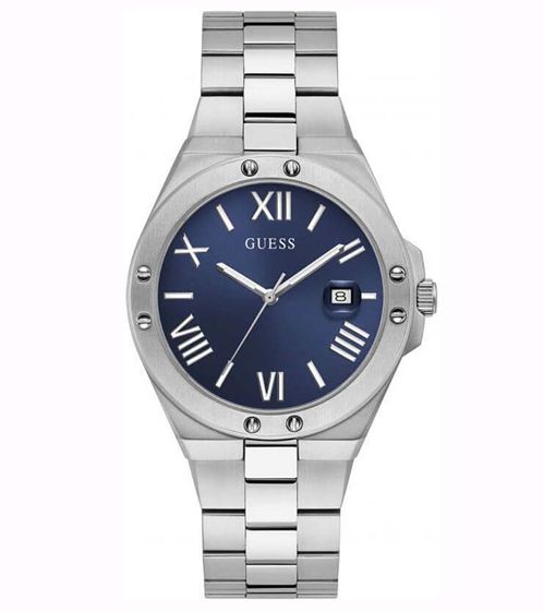 GUESS Perspective Herren Armbanduhr mit Datumsanzeige Quarz-Uhr 41mm Edelstahl-Uhr GW0276G1 Silber