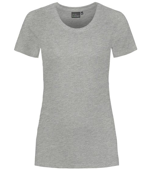 SANTINO Jaro women's T-shirt made of organic cotton, short-sleeved shirt, basic shirt, mottled, 160 gr/m2, gray