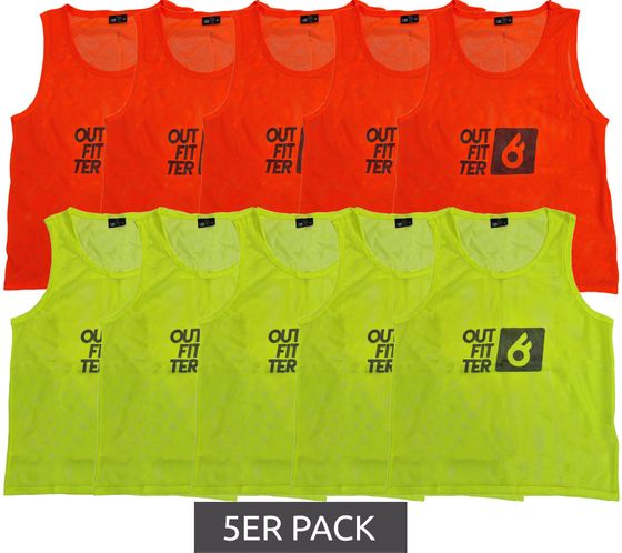 5er Pack Outfitter OCEAN FABRICS TAHI nachhaltiges Kinder Trainings-Leibchen Mannschaftssport OUT-K-3038-OTW Neon-Orange oder Neon-Gelb