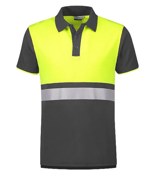 ANTINO Hamburg men's polo shirt with colorful accents Polo shirt with 3 button placket Short-sleeved shirt gray/neon yellow/gray