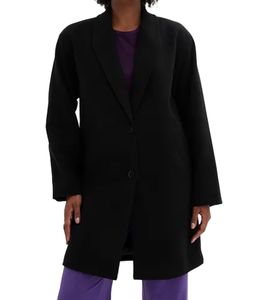 Women's short coat with knitted collar, autumn jacket, transitional jacket 904572 black