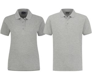 SANTINO Mika polo shirt made of organic cotton Polo shirt with 3 button placket Short-sleeved shirt mottled 210 gr/m2 gray