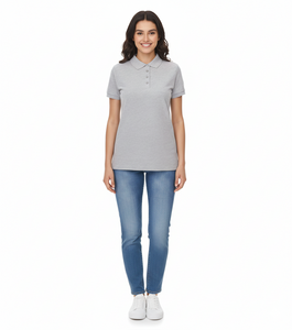 Polo SANTINO Mika de algodón orgánico Polo con tapeta de 3 botones Camisa de manga corta jaspeada 210 gr/m2 Gris