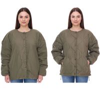 Veste de d'automne réversible matelassée pour femme avec ourlet réglable Veste de transition oversize 954904 vert foncé Veste de d'automne réversible matelassée pour femme avec ourlet réglable Veste de transition oversize 954904 vert foncé
