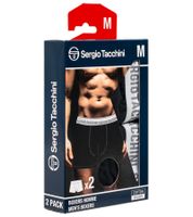 20er Pack Sergio Tacchini Herren Boxershorts mit zweifarbigen Bund und weißen Schriftzug Baumwoll-Unterhose 160gsm 23.0000.974 Schwarz/Weiß, Schwarz/Grau oder Schwarz
