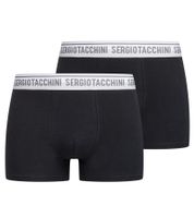 20er Pack Sergio Tacchini Herren Boxershorts mit zweifarbigen Bund und weißen Schriftzug Baumwoll-Unterhose 160gsm 23.0000.974 Schwarz/Weiß, Schwarz/Grau oder Schwarz