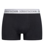 20er Pack Sergio Tacchini Herren Boxershorts mit zweifarbigen Bund und weißen Schriftzug Baumwoll-Unterhose 160gsm 23.0000.974 Schwarz/Weiß, Schwarz/Grau oder Schwarz