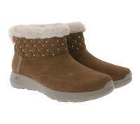 Bottines à enfiler mains libres SKECHERS On-The-Go Joy-Cozy Shimmer pour femmes avec mousse à mémoire de forme refroidie par air Chaussures d'hiver à enfiler avec Scotchgard 144816 Noir ou marron