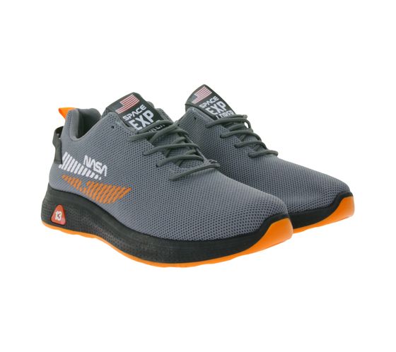 BEYOND THE RAINBOW Casual Sneakers with NASA Lettering, Everyday Shoes, Sneakers GNS-528 Gray/Orange