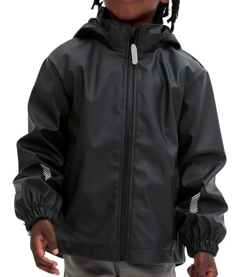 Children's rain jacket for boys and girls outdoor jacket with hood and fleece lining 936732 Black