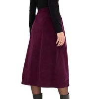 Falda midi de mujer Falda de pana con pliegues en forma de caja Falda plisada 956342 Vino tinto