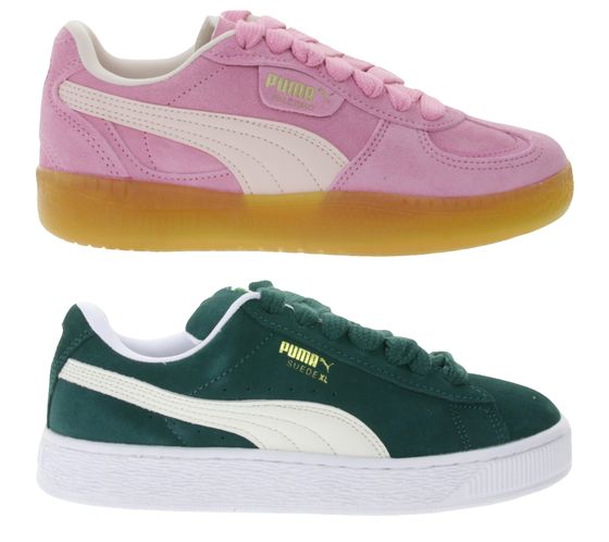 PUMA Palermo Moda Xtra oder Suede XL Damen Echtleder-Schuhe Freizeit-Sneaker Low Schnür-Schuhe 400323 Rosa oder Grün