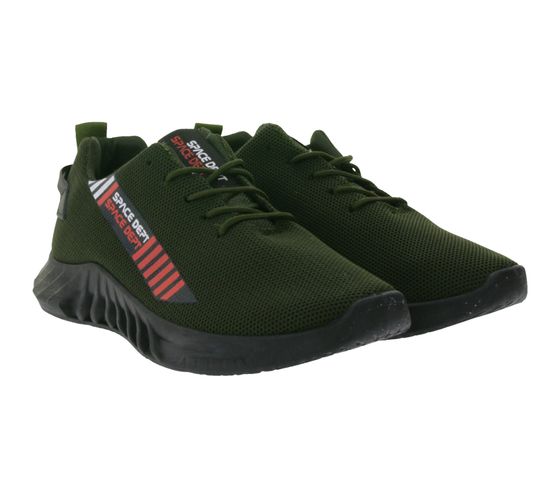 BEYOND THE RAINBOW men's NASA leisure sneakers with SPACE DEPT lettering and color accents everyday shoes sneakers GNS-524K dark green/red