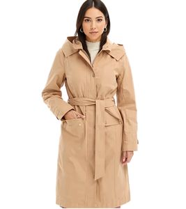 Manteau parka intemporel pour femme avec capuche manteau Printemps veste en coton 927540 beige