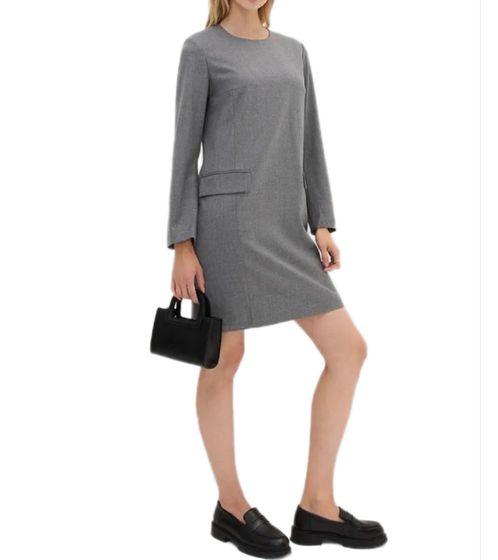 Women's sustainable dress with shoulder pads Business dress with wool content Mini dress 956968 Gray