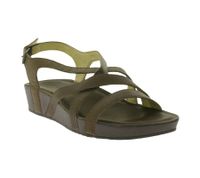 Sandalias de piel auténtica para mujer OluKai Nana con tacón de cuña, zapatos de verano 20323-SASA marrón