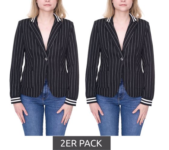 Pack of 2 AjC blazers, women's business jackets with one-button closure, blazer suit jacket 36873246 black