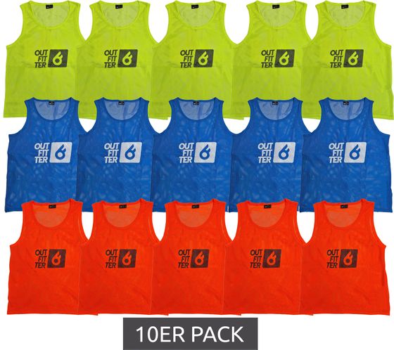 Pack of 10 Outfitter OCEAN FABRICS TAHI sustainable training vests for team sports OUT-U-3038-OTW neon yellow, neon orange or blue