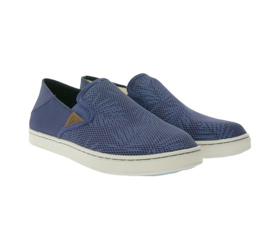 OluKai Pehuea sneakers breathable women's slip-on shoes with anatomical footbed and genuine leather 20271-VIER blue