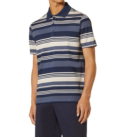 PAUL & SHARK men's polo shirt with all-over stripe pattern cotton shirt short-sleeved shirt 24411295 165 blue/beige/cream-white