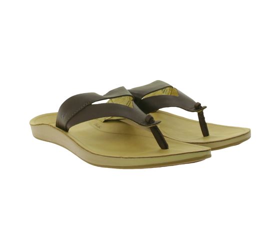 OluKai Kaekae Ko'o Damen Echtleder-Sandalette Zehentrenner Sommer-Schlappen Latschen 20409-SAGS Braun