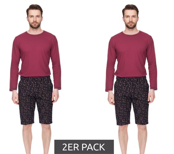 Pack of 2 fashionable men's stretch Bermuda chino shorts, slim fit, floral cotton Bermuda shorts 913508 black