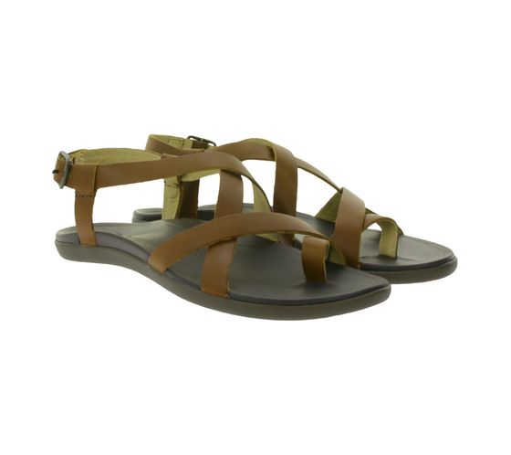 OluKai Upena Echtleder-Sandalen flache Damen Sommer-Schuhe mit Zehentrenner 20288-KHKH Braun