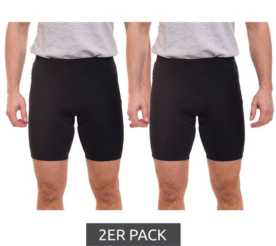 Lot de 2 shorts de cyclisme pour homme F2 Race avec poche arrière, short de VTT avec peau de chamois haute performance, short de cyclisme 6557 2038 Noir