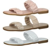 Sandalias de mujer ILC Livia de piel auténtica con tiras fruncidas, zapatos de verano C45-3784 en rosa, beige o blanco Sandalias de mujer ILC Livia de piel auténtica con tiras fruncidas, zapatos de verano C45-3784 en rosa, beige o blanco