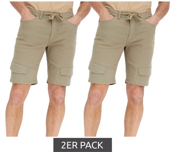 Pack of 2 great men's stretch cargo Bermuda shorts in regular fit shorts with leg pockets and drawstring 940901 smoke olive green