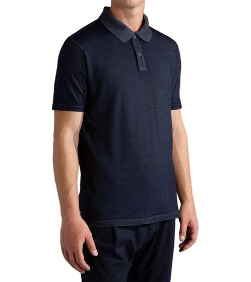 PAUL & SHARK Summer Wool Men's Polo Shirt made of 100% New Wool Short Sleeve Polo Shirt Garment-Dyed 13311700 050 Dark Blue