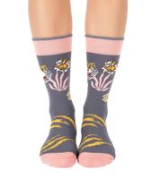 1 par de calcetines de algodón de Bengala color mostaza con estampado de tigre de Bengala calcetines largos 22S-BENGAL gris/rosa