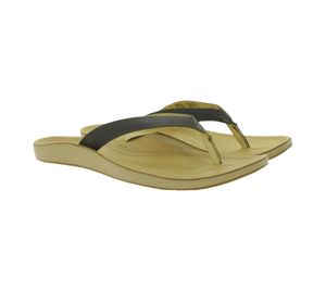 OluKai Nonohe Damen Echtleder-Sandalette Zehentrenner Sommer-Schlappen mit Wet-Grip-Gummilaufsohle 20440-48GS Braun