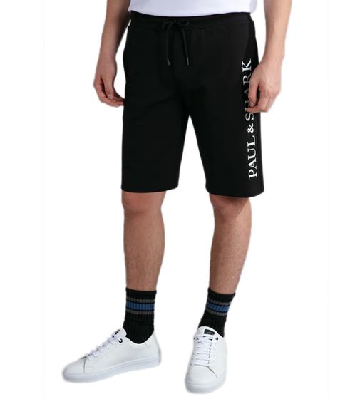 PAUL & SHARK men's cotton shorts with lettering print on hood in 3D look sweat pants jogger 24411838 011 black