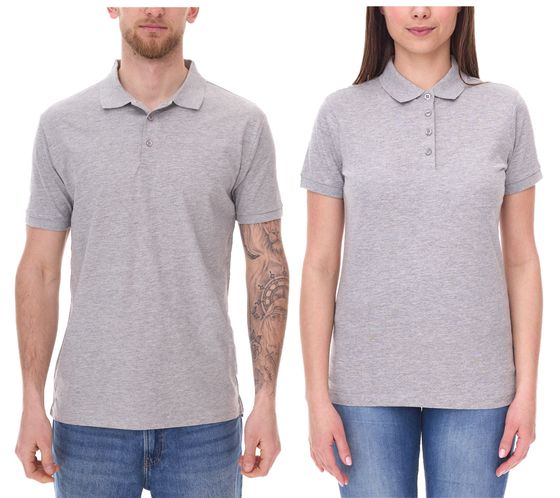 SANTINO Mathias Polo-Shirt aus Bio-Baumwolle Polo-Hemd mit 3er Knopfleiste Kurzarm-Shirt meliert 180 gr/m2 Grau