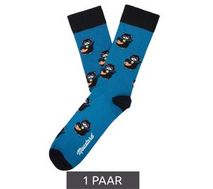 1 paire de chaussettes longues en coton Moustard Manekineko à motifs chats 22S-MANEKI Bleu/Noir 1 paire de chaussettes longues en coton Moustard Manekineko à motifs chats 22S-MANEKI Bleu/Noir