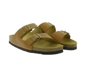 Scholl Josephine women's genuine leather sandals summer slippers with cork footbed F30813 1175 brown