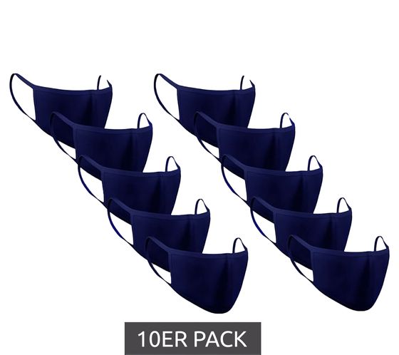 Pack of 10 cotton masks, face brand, hygiene mask 008 dark blue