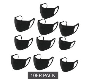 Pack of 10 cotton masks, face brand, hygiene mask 001 black