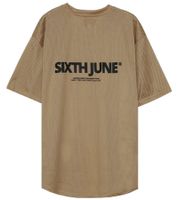 Chemise basique pour homme Sixth June Chemise décontractée T-shirt à manches courtes et col en V 4191 Beige