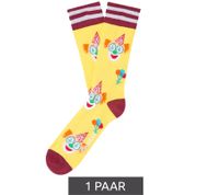 1 paire de chaussettes longues en coton Moustard Clown à imprimé clown et motifs ballons 20S-CLOWN-W Jaune/Rouge/Blanc 1 paire de chaussettes longues en coton Moustard Clown à imprimé clown et motifs ballons 20S-CLOWN-W Jaune/Rouge/Blanc