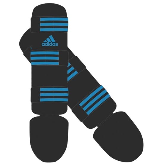 adidas Schienbeinschoner mit Spannschutz für Kickboxen, Karate, Taekwondo und MMA Kampfsport-Ausrüstung aus Baumwolle Sport-Zubehör adiGSS013 Schwarz/Blau