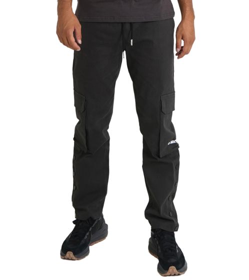 Sixth June men's cargo pants with ankle buttons, cotton pants with large leg pockets 23340-SBLA black