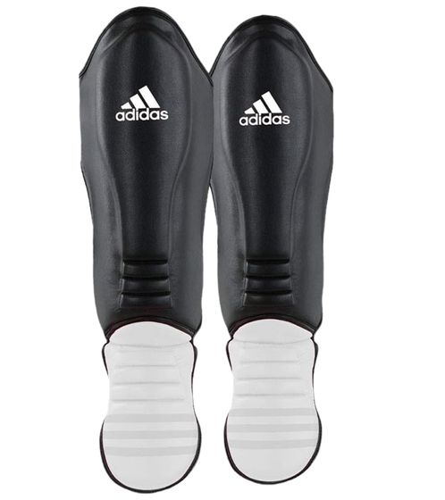 adidas shin guards with instep protection for kickboxing, karate, taekwondo and MMA martial arts equipment made of cotton sports accessories ADIGSS011 Black/White