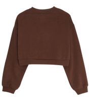 Sixth June Signature - Maglione corto da donna con grande ricamo Signature, scollo rotondo, 32557 marrone