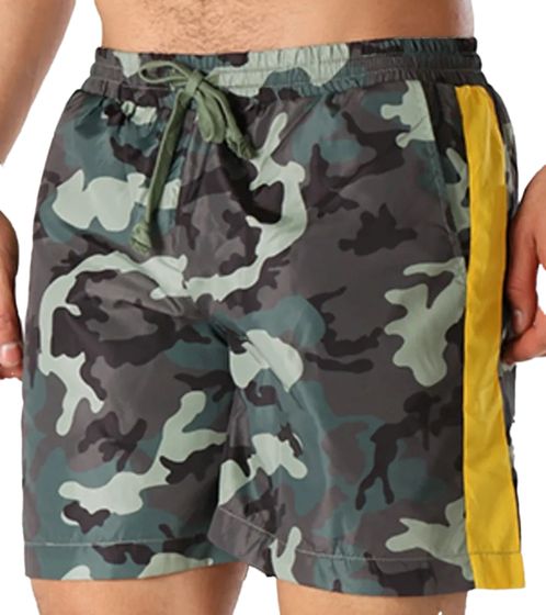 Sixth June Herren Bade-Shorts Bade-Hose im Camouflage-Look Bademode M3205VSS Grün/Gelb